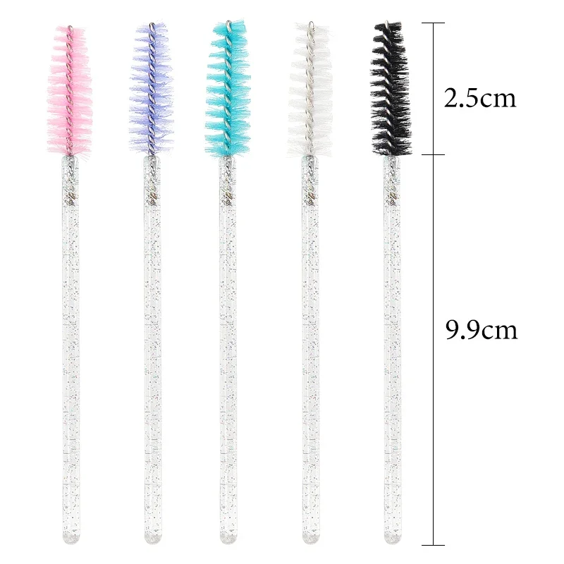 Sdotter 50 stuks cosmetische wimperborstel wimper make-up kwasten wegwerp witte kristallen mascara toverstaf borstel wimperverlenging ook