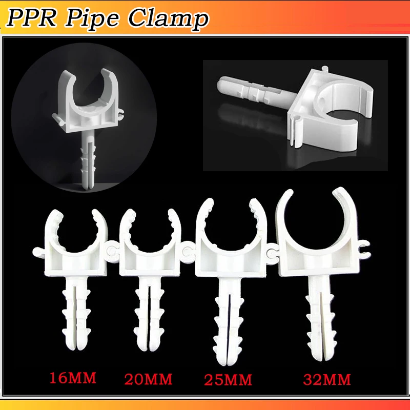 5~100pc 16/20/25/32MM PPR Pipe Clamp  PPR Plastic Pipe Clips Hose Tube Clamp U-Shaped White Pipe Fixing Clip Fittings