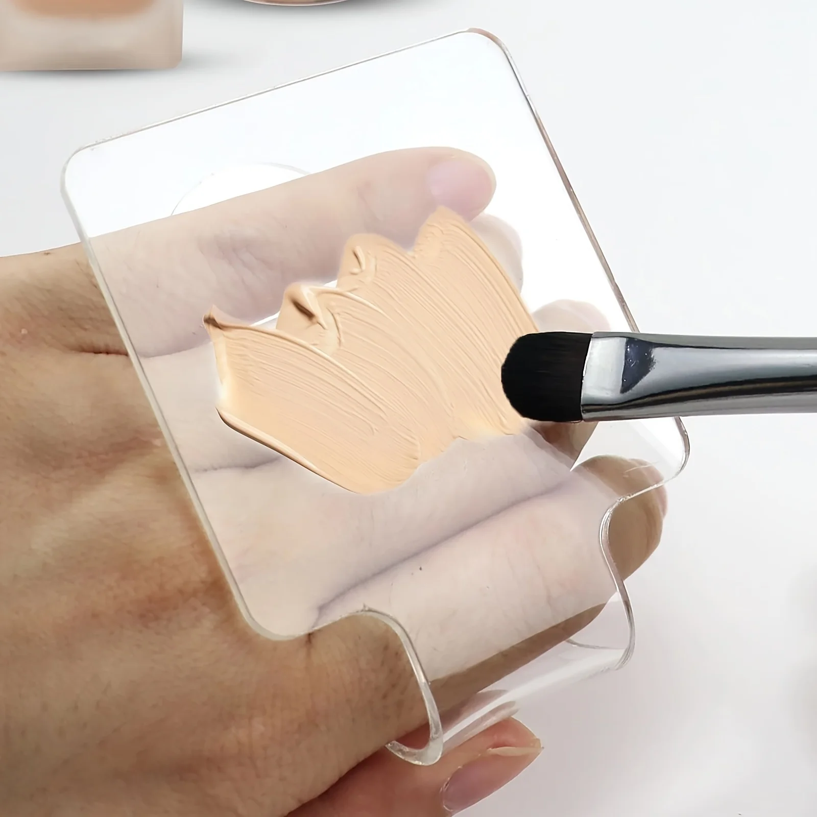 [1pc Portable Foundation Art Palette] 1pc Square Foundation Art Palette Handheldc Mixing Palette Transparent or Travel