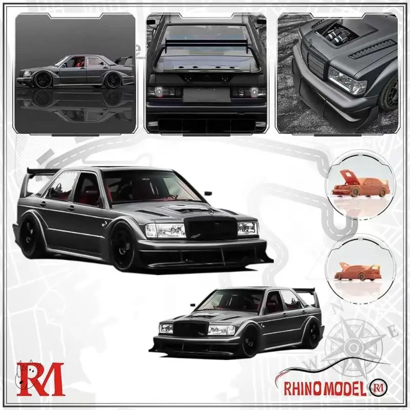 

RM Rhino 1:64 Mercedes W201 190E Modified Mercedes Alloy Open Cover Car Model