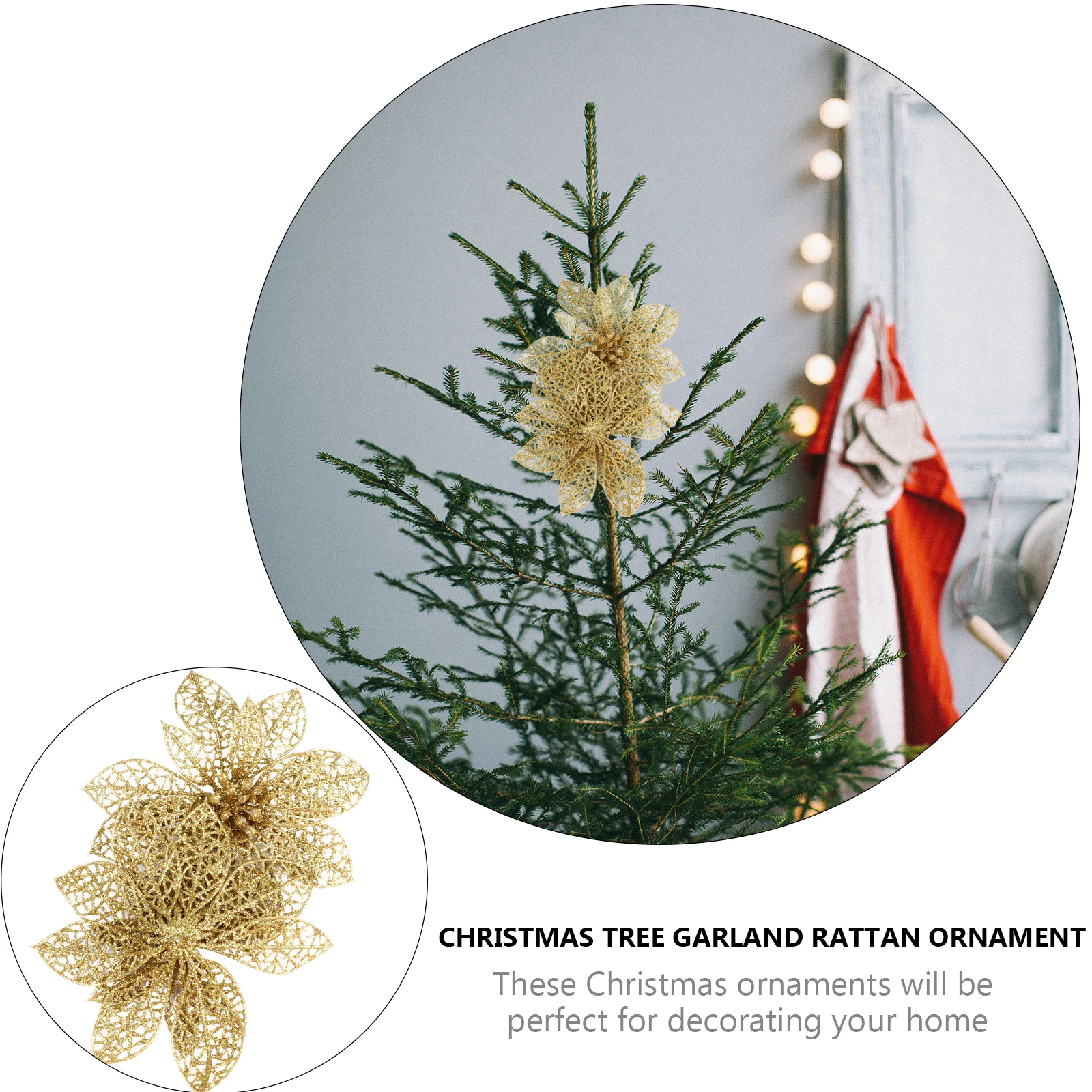 

24 Pcs Christmas Flower Decors Simulated Wreath Adornments Plastic Decoration Artificial Festive Garland Wedding Party Home Use