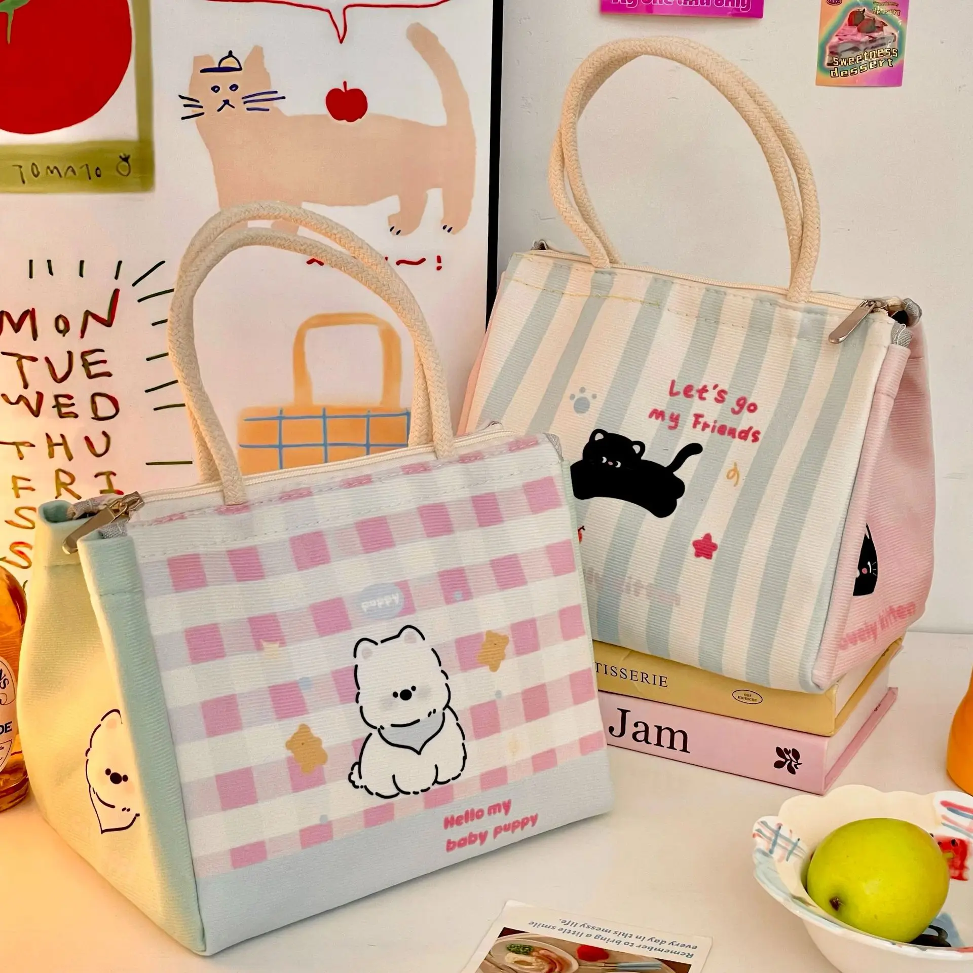Cute Thermal Lunch Bag Cartoon Portable Lunch Box Insulated Food Storage Bag For  Kids