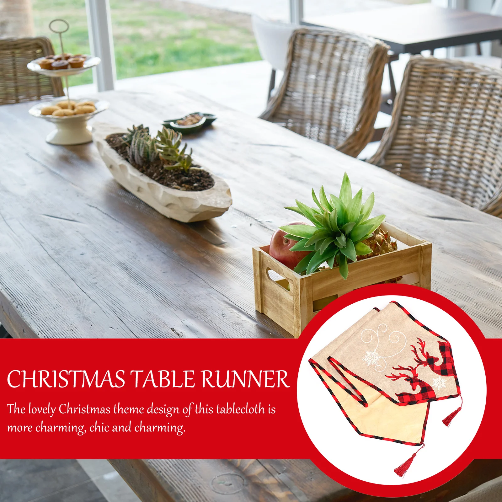 

Beautiful Christmas Table Runner Fabric Table Cover for Indoor Outdoor Holiday Decor Decorative Tablecloth