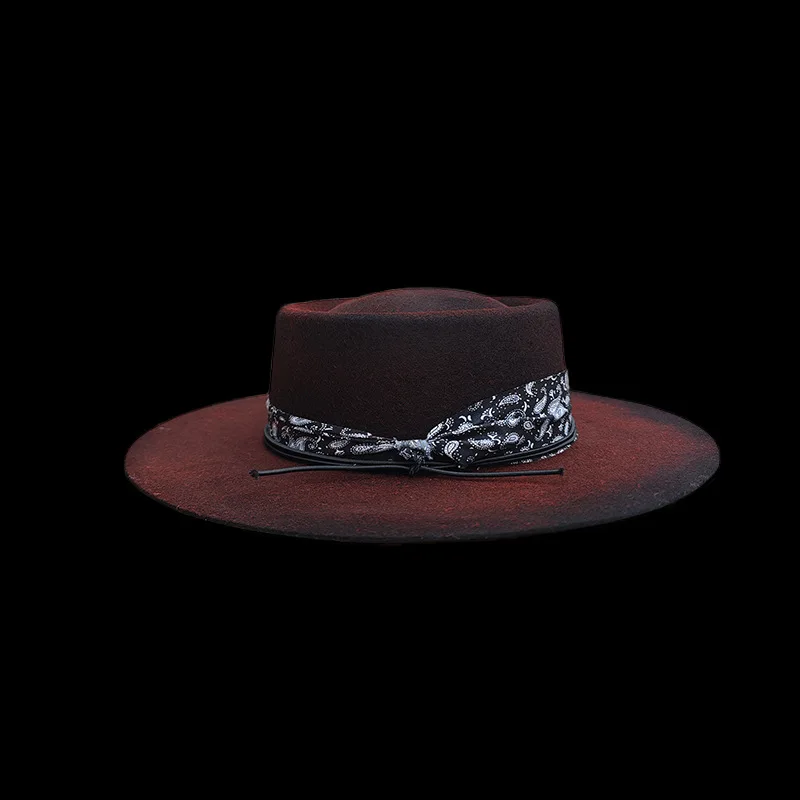 European and American Fashion Versatile Wool Felt Hat Retro Distressed Style Pure Wool Top Hat