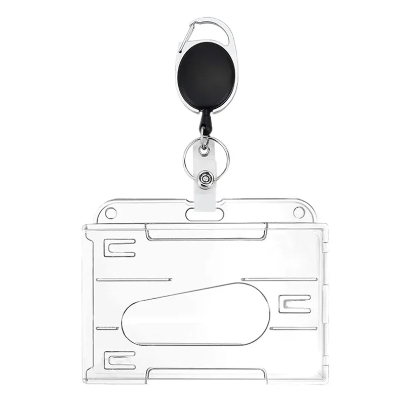 Imagem -06 - Transparente Duplo Cartões Slots Work Permit Case id Tag Badge Holder com Badge Reel Credit Cards Organizer Ork Card Sleeve