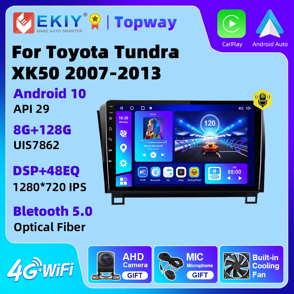 

EKIY для Toyota Tundra XK50 для Sequoia XK60 2008-2017 автомобильное радио Android 10 авто Carplay 4G WIFI