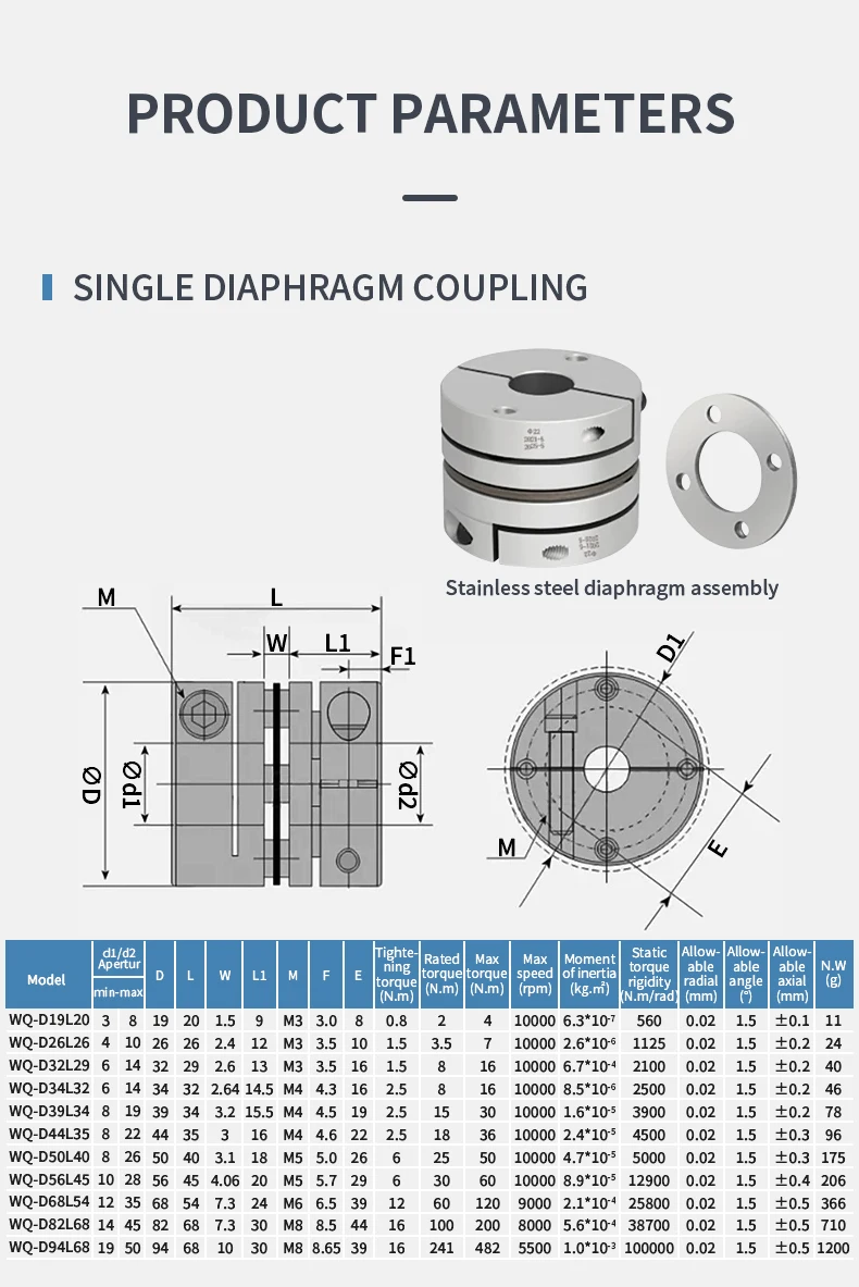 Aluminiumlegierung D44L50 Doppelmembrankupplung Elastischer Stecker D44mm L50mm Kugelumlaufspindel Schritt Servomotor Encoder Computer – Detail 3