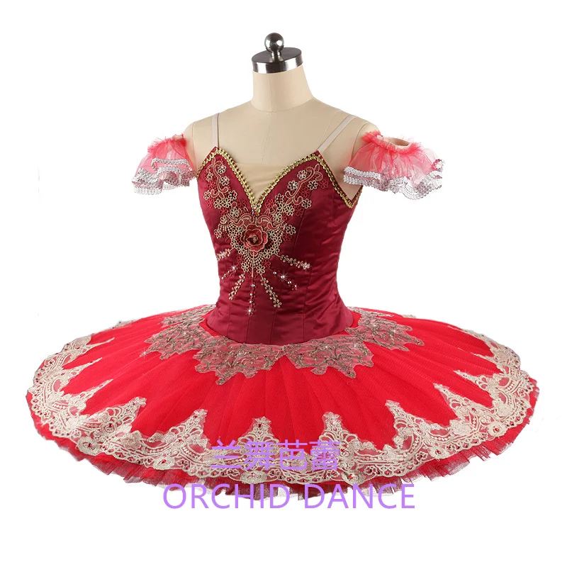 Competition Performance Wear High Quality Professional  Adult Girls Red Ballet Tutu Costumes