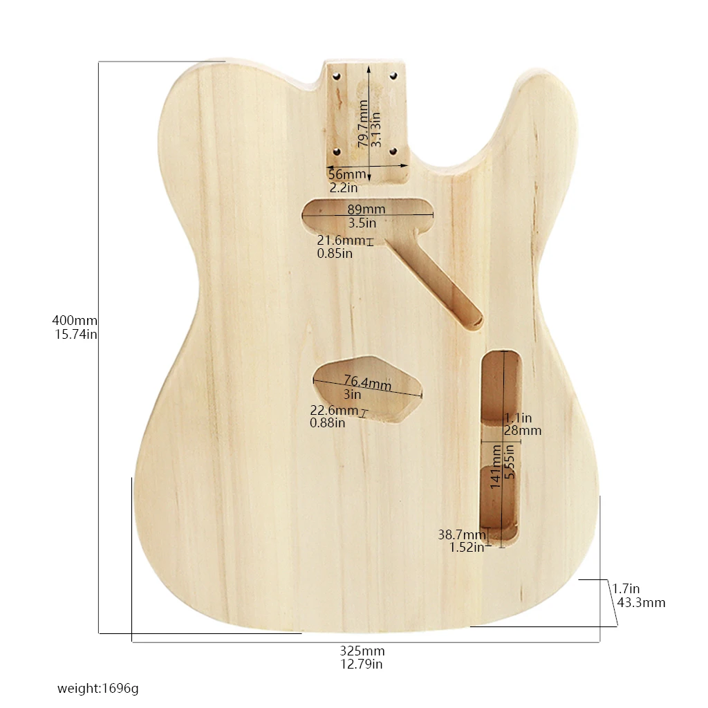 Aspen wood Guitar Body Unfinished For TL Standard Pickups Custom Tremolo and Bridges No Paints
