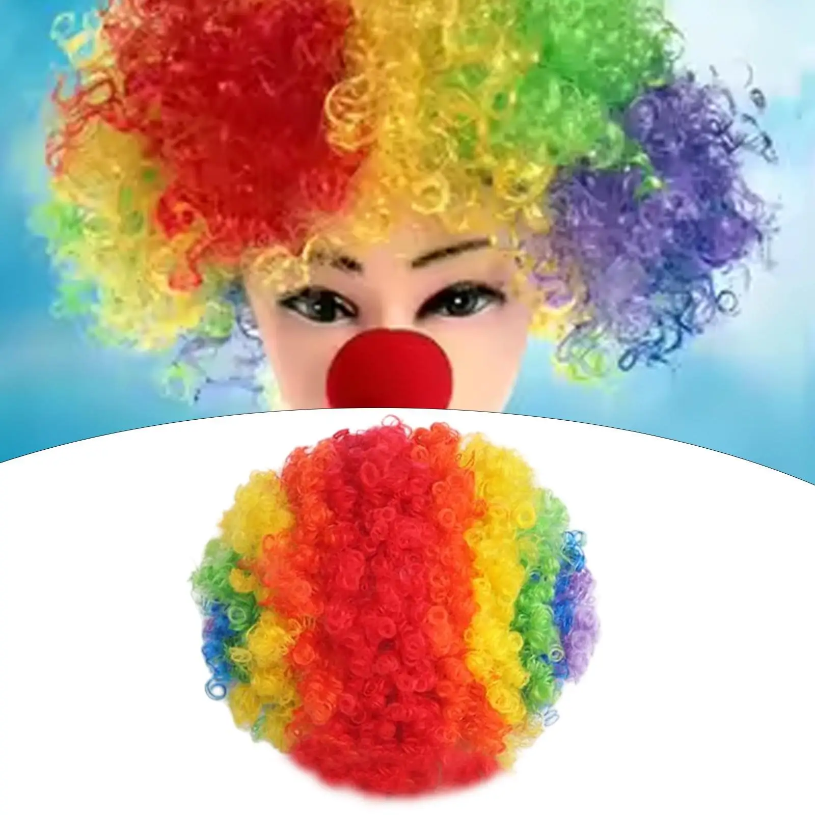 Fancy Funny Wig, Decorative Wig, Colorful Clown Afro Wig for Teens Funny Disco