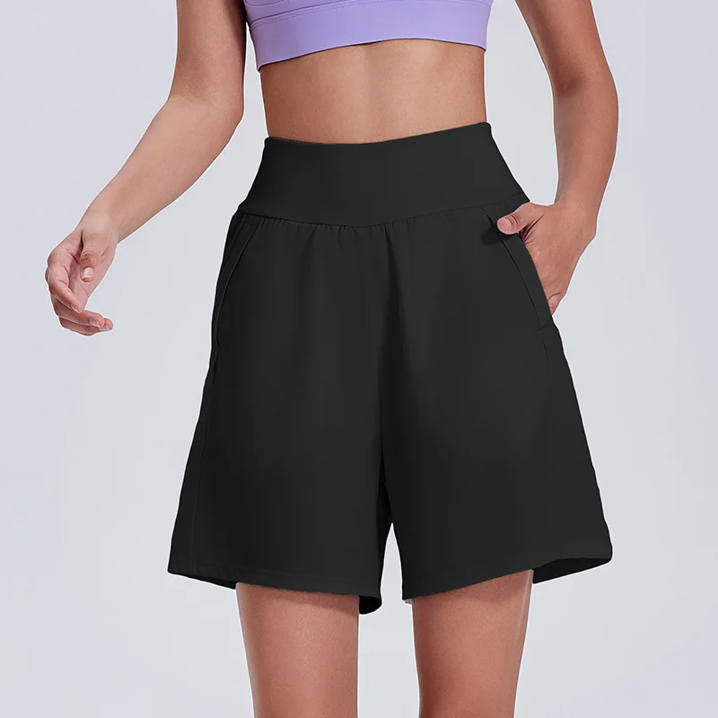 New high waist, abdomen and hip lift sports shorts are lined, loose sports five-point pants, running fitness and breathable.