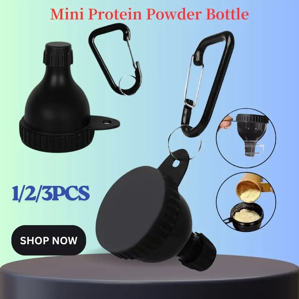 1/2/3PCS Portable Mini Protein Powder Bottle with Keychain & Funnel Medicine Box Container Small Cup Outdoor Sport Storage 50ml