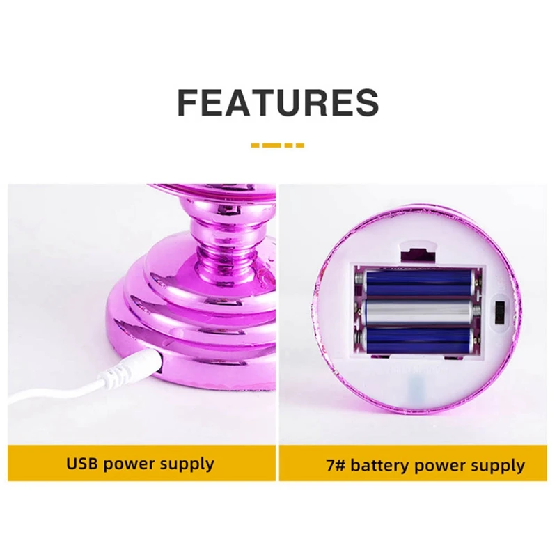 LED Christmas Candles Colour Changing LED Water Candle with Glitter Flameless LED Candle Lights Desk Table, Rose Red-AD23