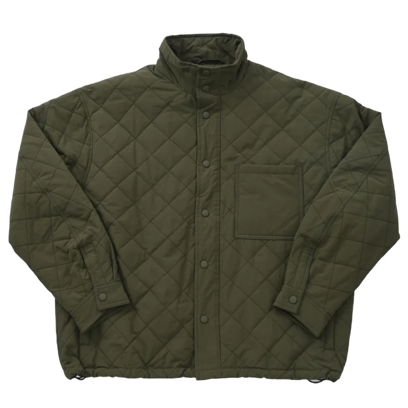 

Men's Argyle Quilted Jacket Stand Collar Military Style Coat