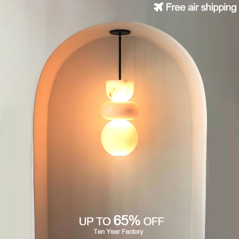 

Spanish Marble LED Pendant Light Modern Luxury Ceiling Chandelier Nordic Style for Bedroom Living Room Villa Hotel Room Decor