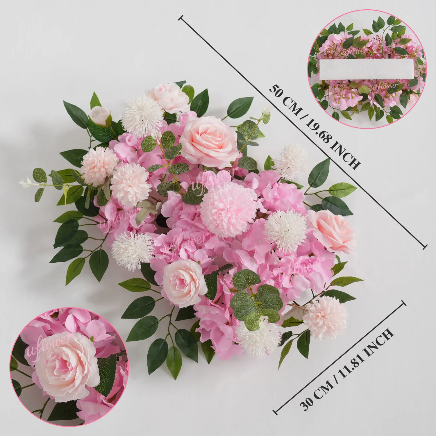 Uflower 50/100cm Artificial Rose Peony Flower Row Wedding Backdrop Arch Decor Party Stage Table Centerpiece Floral Arrangement image 3