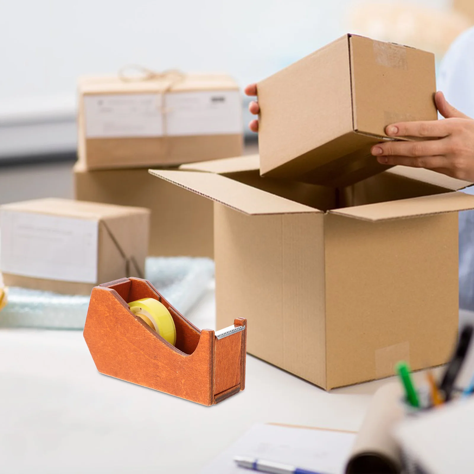 

Animal Shaped Tape Dispenser Whale 7x5 8x3 8 Wood Multifunctional Office Packing Small Portable Cute Kawaii Desktop