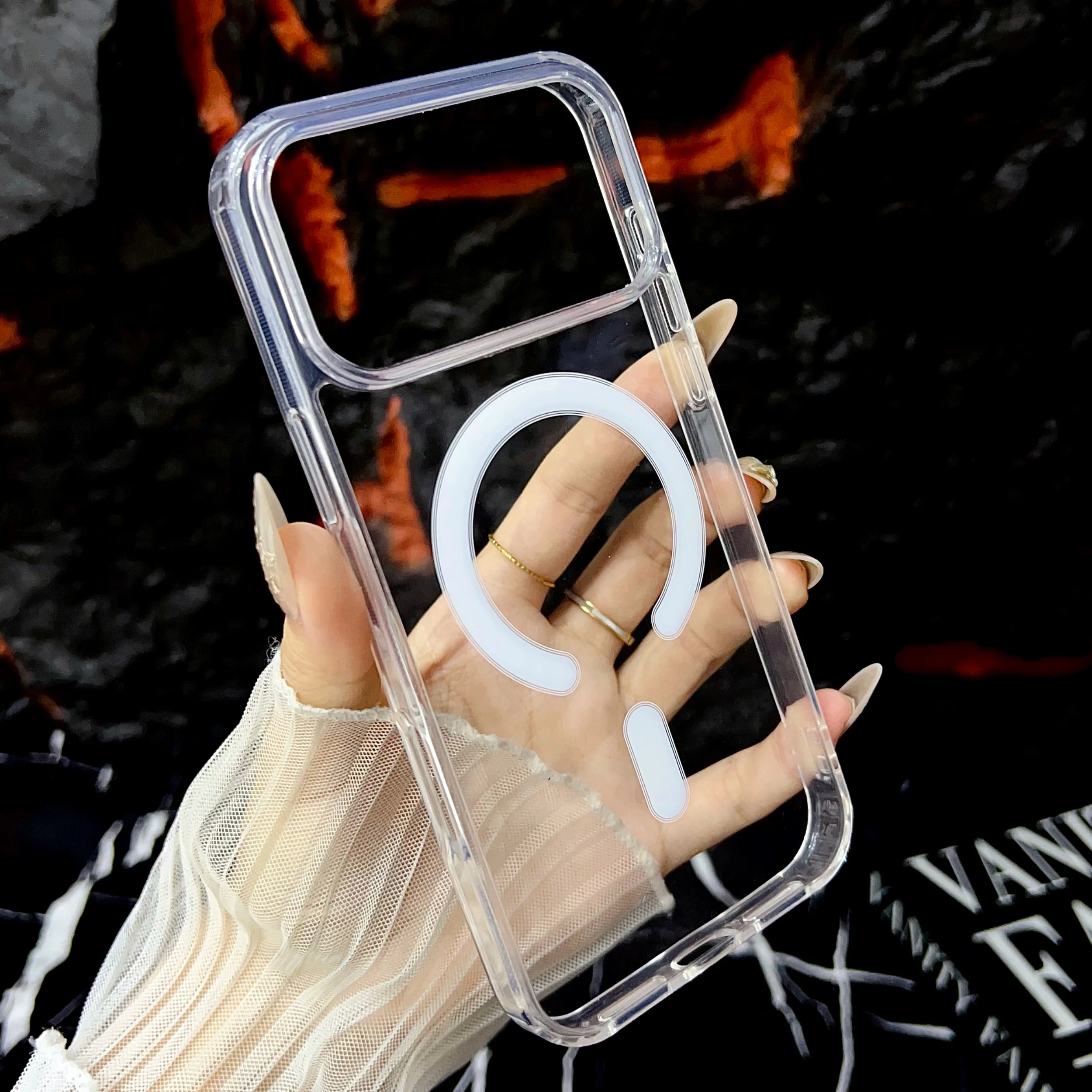 Für MagSafe Magnetische Transparente Stoßfeste Handyhülle für iPhone 17 Air 16 E 15 14 Plus 13 12 Mini 11 Pro Max Weicher Stoßfänger Harte Schutzhülle