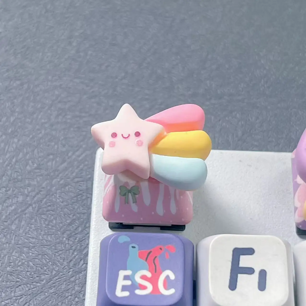 DIY Cute Cartoon Star Keycaps Mechanical Keyboard Personalized Cute Ice Cream Keyboard Decoration Couple Keycaps