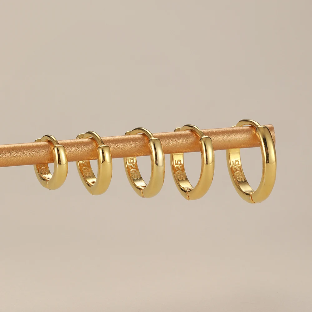 Aide Kleine Creolen aus 925er-Sterlingsilber, Roségold, für Damen und Mädchen, Geschenk, Hochzeit, Verlobung, Party, Geschenk, glatte Ohrknochenschnalle – Detail 4