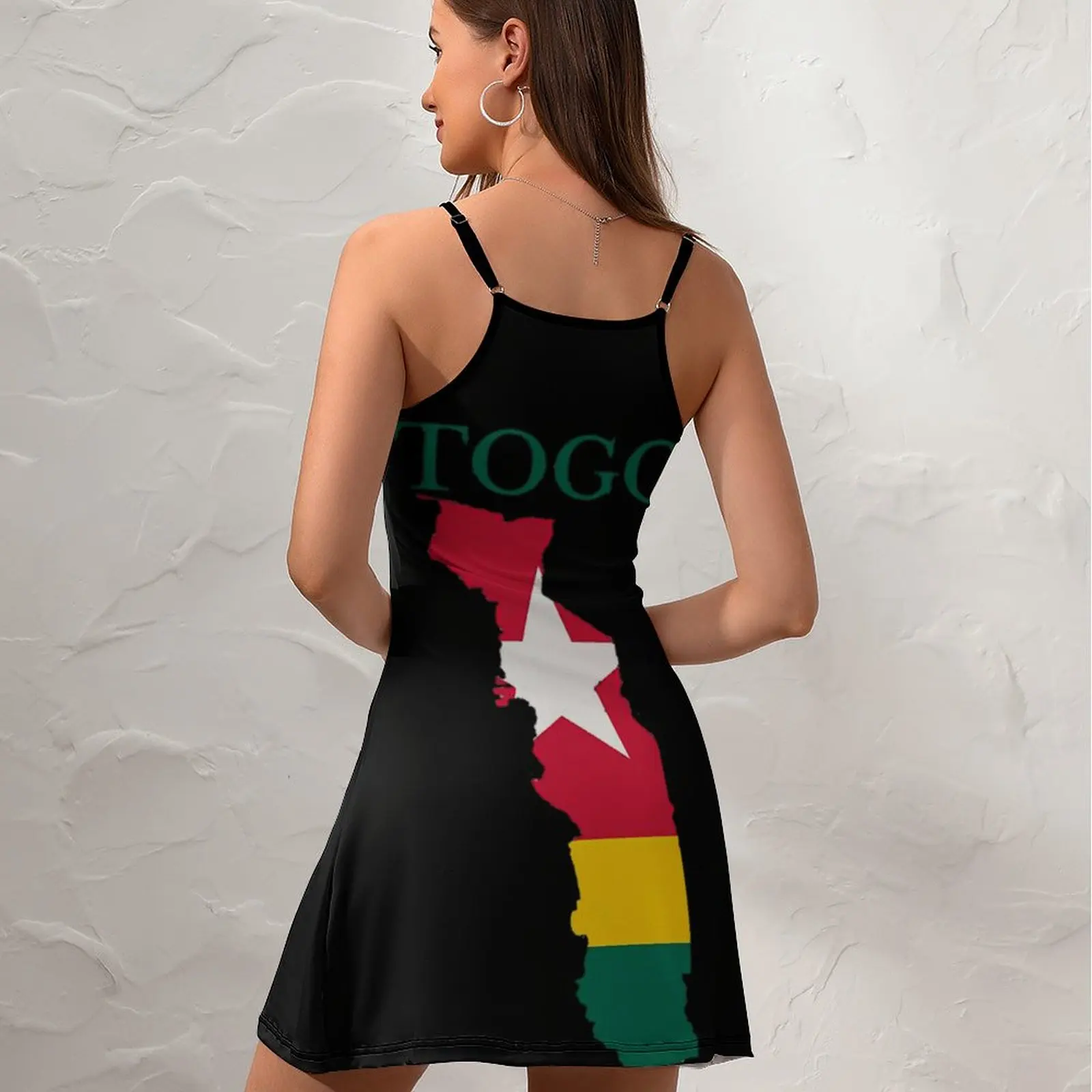 Togo Flag Map Vintage Sexy  Woman's Dress  Women's Sling Dress Funny Novelty Cocktails Suspender Dress