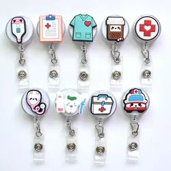 2022 New Design 1 Piece High Quality Silicone Retractable Hospital Nurse Badge Holder Reel Cute Cartoon ID Card Holder Keychains