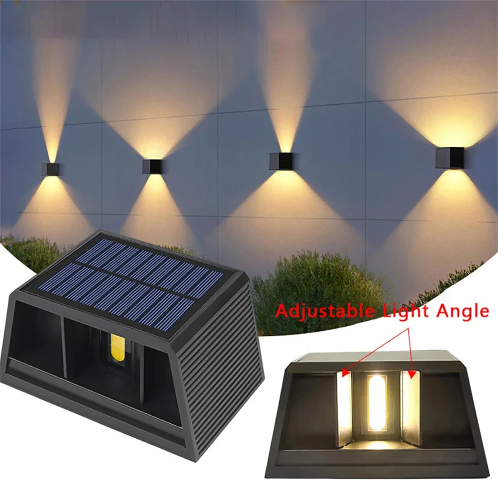 Luzes de parede LED solares ao ar livre, IP65 impermeável, Solar Up and Down Illuminate, Lâmpada de parede solar para jardim doméstico