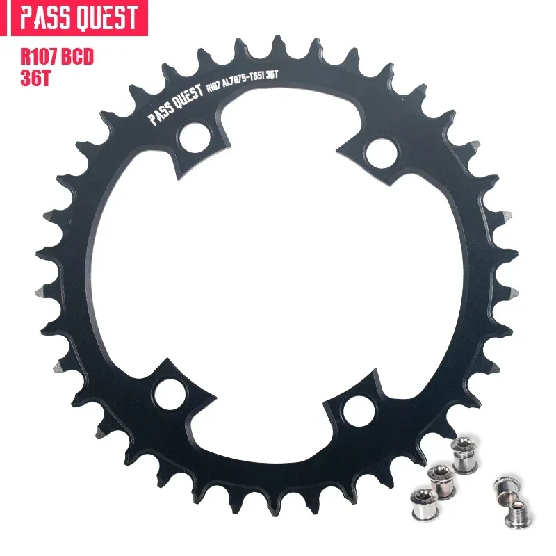 PASS QUEST Round Chainring 107BCD for Sram Rival AXS 12S Crankset 107 Bcd MTB Road Bike Chainwheel 36 40 42 54 56 58 T