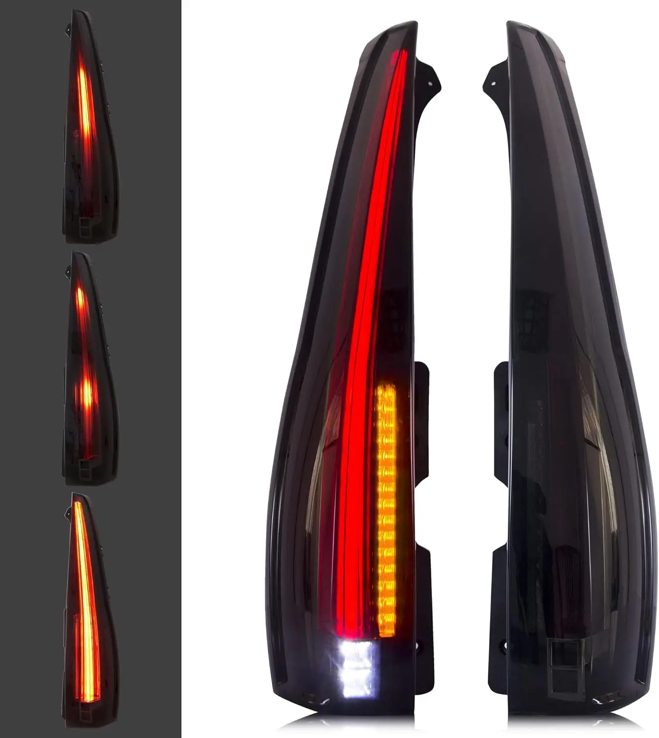 Led Tail Lights Compatible with Chevrolet Tahoe Suburban GMC Yukon 2007-2014, w/Dynamic Animation w/Yellow Turn Signal, 5