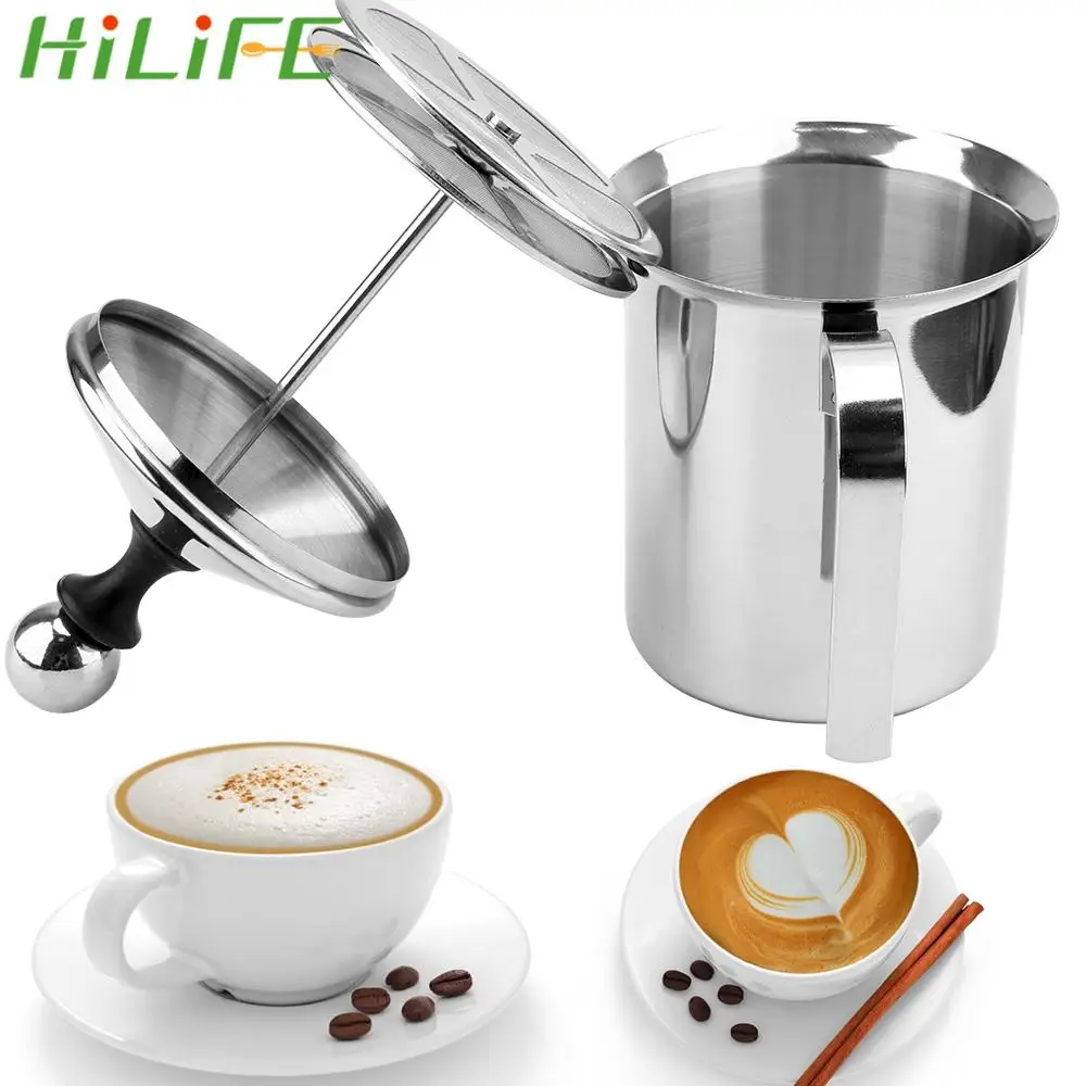 

Stainless Steel Manual Milk Frother 400/800ML Double Mesh Milk Creamer Milk Foam Mesh Coffee Foamer Kitchen Tools