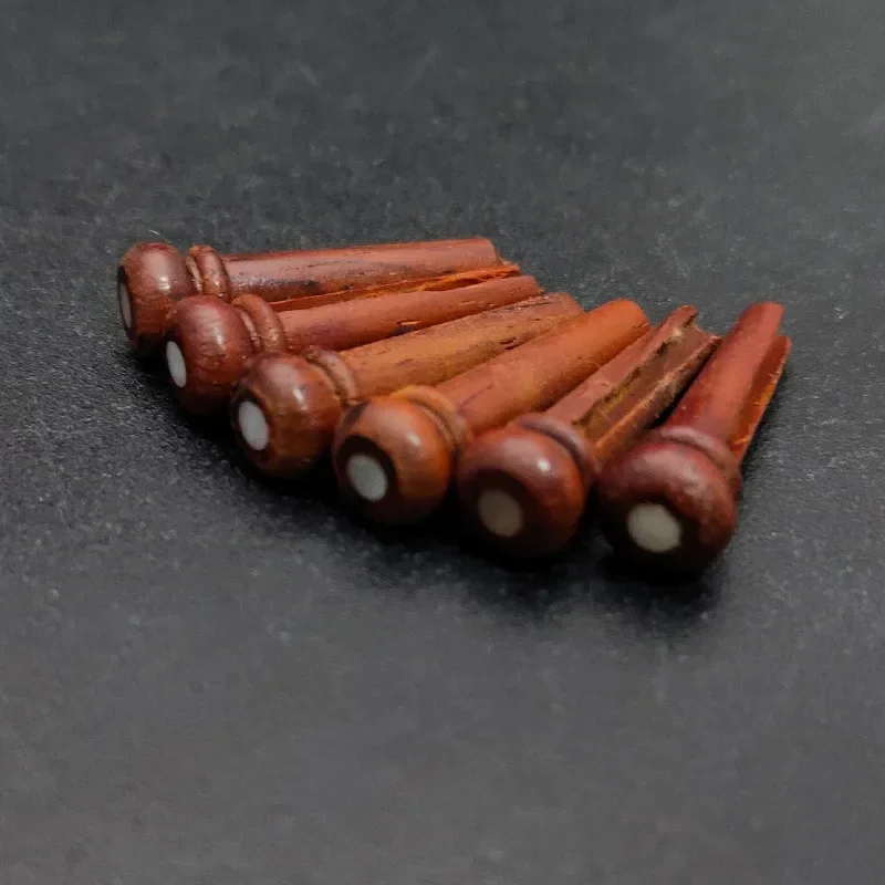 6pcs Pure Cocobolo Wood Acoustic Guitar Bridge Pins with Colorful Abalone Pearl Dot Inlay Durable Guitar String Nails Pin