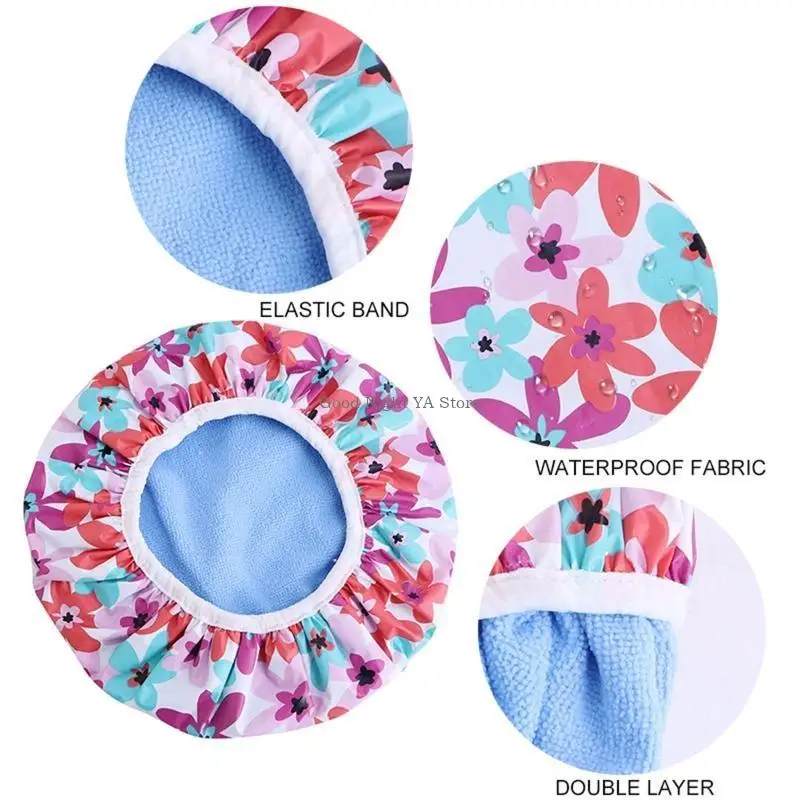 Multi-style Double-layer Printing Waterproof Shower Cap Barbershop Supplies