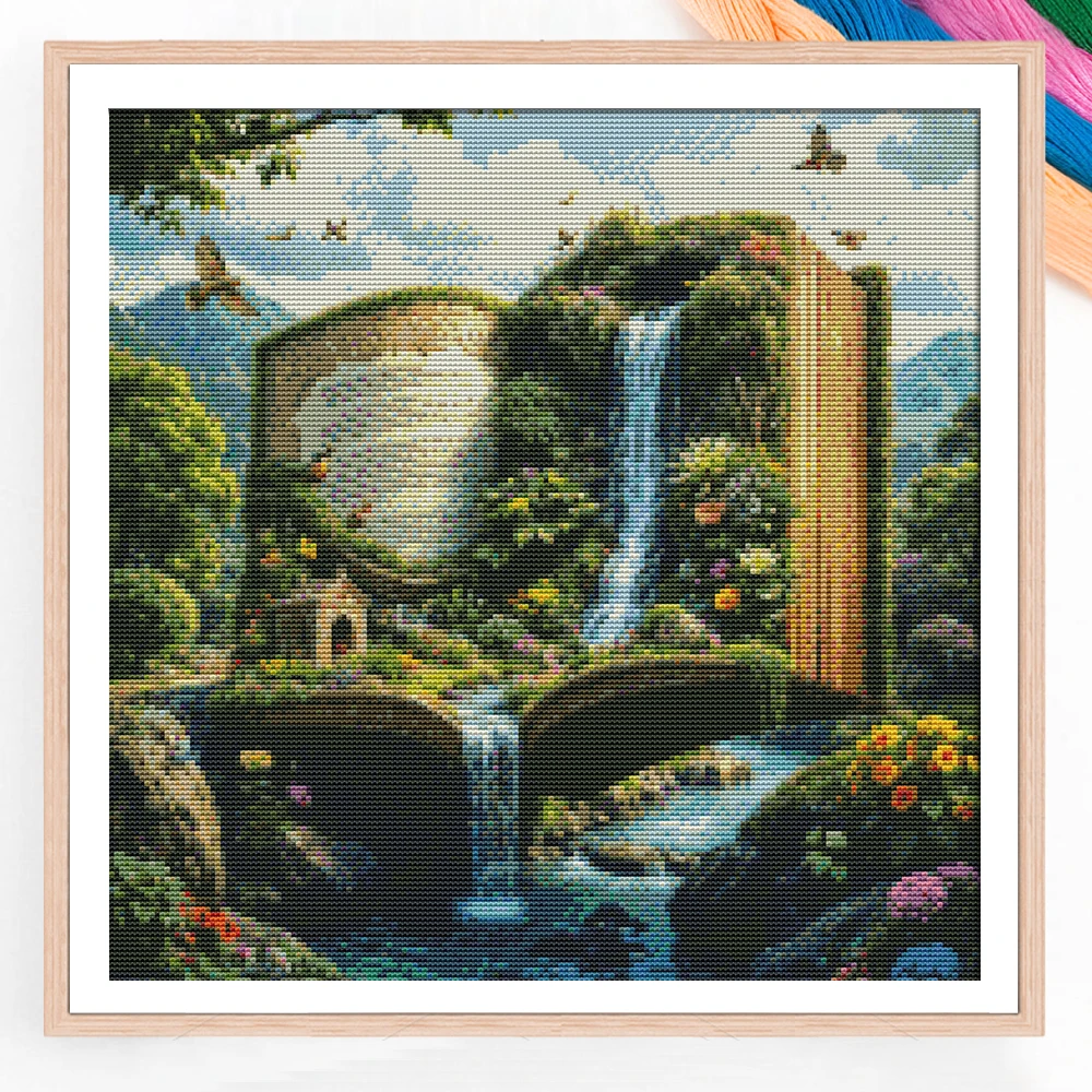 kit-completo-de-ponto-cruz-livro-de-paisagem-cachoeira-jardim-arte-diy-bordado-11ct-tela-impressa-decoracao-de-quarto-sala-de-estar