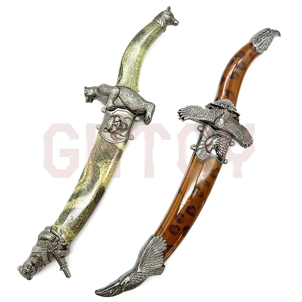 35cm Mongolian Scimitar Uncut Blade Swords Weapons Model High Quality Desktop Display Ornaments Collection Birthday Gift for Boy