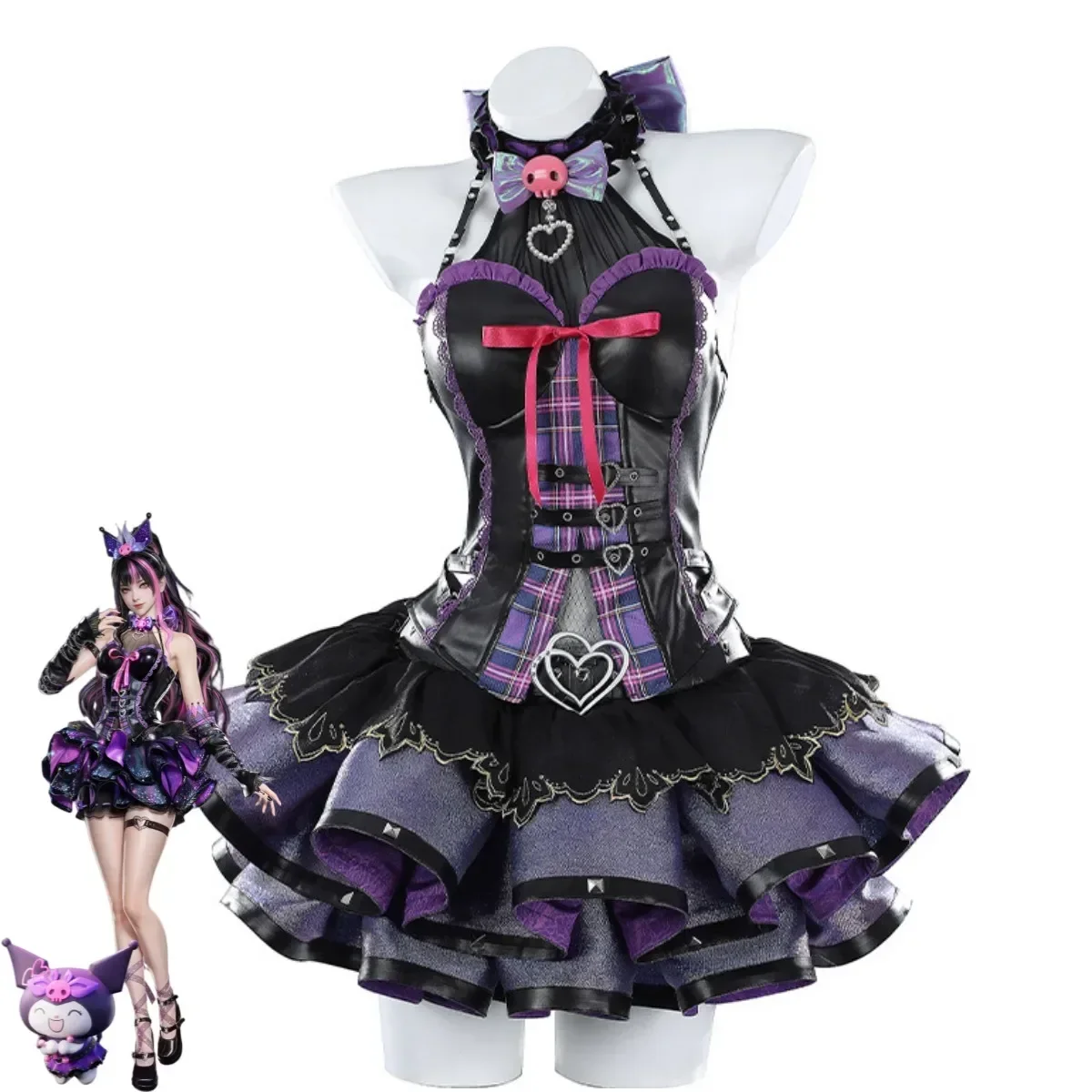 QWRE-traje de juego de rol sin mangas, falda de Lolita negra y morada, pantalones cortos, traje Sexy para mujer, juego Naraka: disfraz de Cosplay Bladepoint Tessa