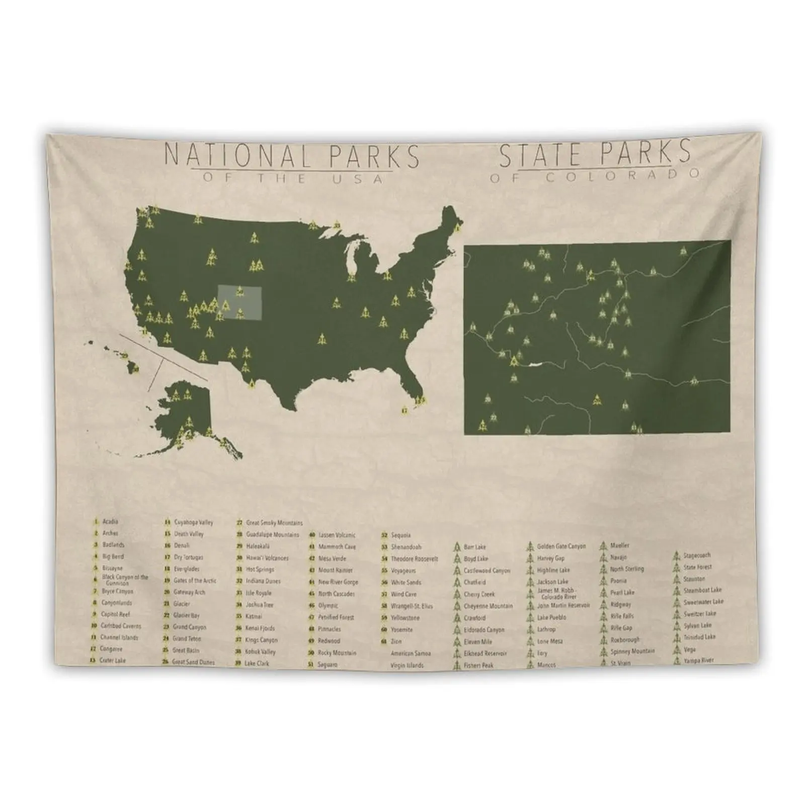 US National Parks - Colorado Tapestry Wall Hangings Decoration Decor For Room Wall Decor Tapestry