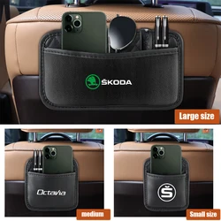 Car Interior Leather Organizer Bags Seat Side/Back Storage Box for Skoda S Rapid Scala Kodiaq Fabia Kamiq Karoq Octavia 3 A5 VII