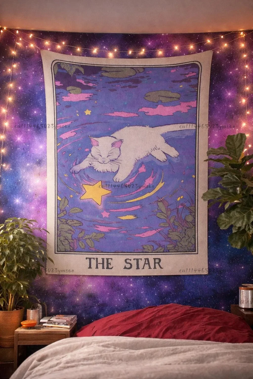 Cute Cat Star Funny Tapestry Tarot Card Tapestry Aesthetic Mystical Wall Decor Tapestry Hippie Bohemian Mandala Flags Home Decor