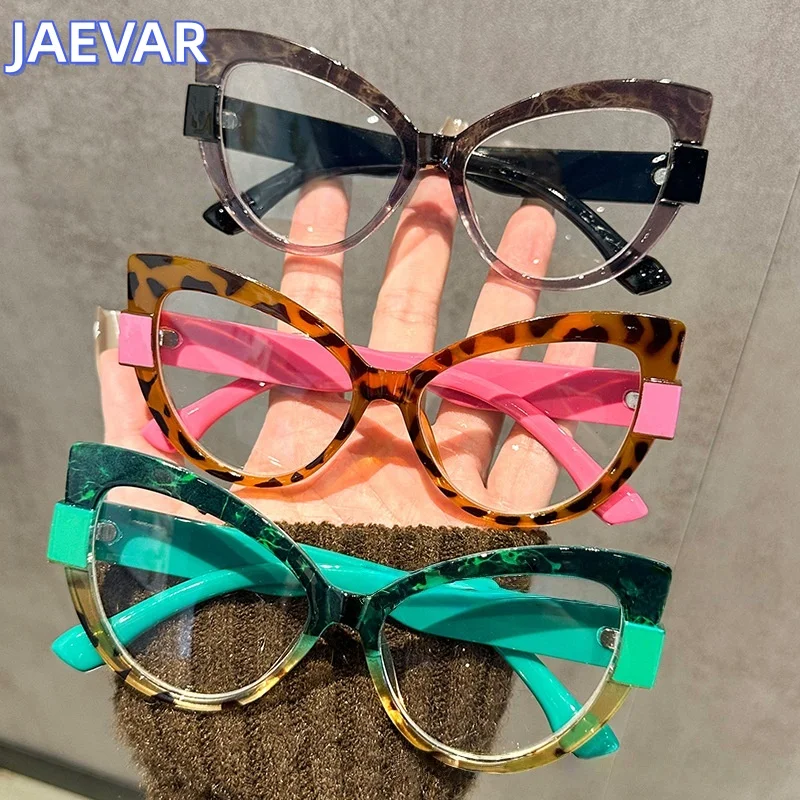 

JAEVAR Women's Anti Blue Light Rreading Glasses High-quality Retro Flat Light Glasses Fashionable Cat Eye Reading Glasses 1265