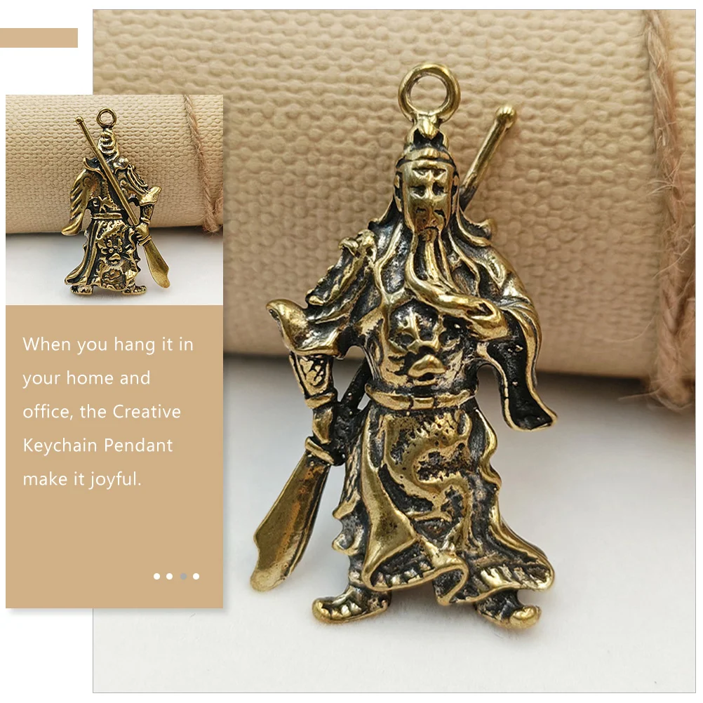 3 Pcs Guan Gong Pendant Classical Keychain Decor for Car Chic Creative Figure Copper DIY Decorative