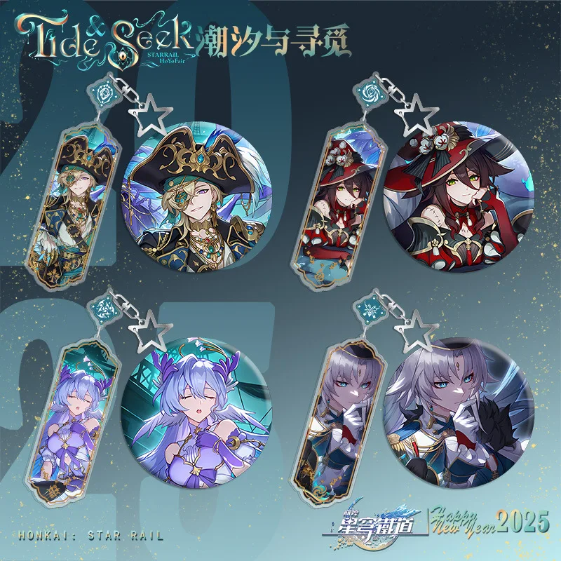 Image of Spiel Honkai: Star Rail Sea Major 2025 HoYoFair Tide Seek Serie Abzeichen Schlüsselanhänger Robin Aventurin Fugue Feixiao Collection Ornament