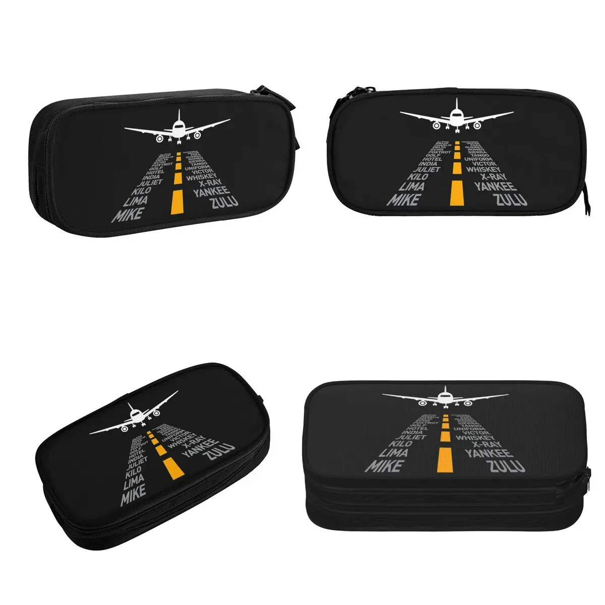 Imagem -02 - Plane Pencil Cases para Meninos e Meninas Grande Capacidade Pen Bags Avião Piloto Presentes Airport Runway Fonetic Alphabet Pen Box Pencil Pouch