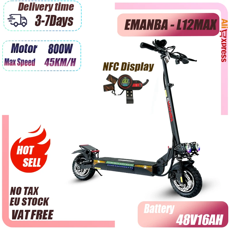 EMANBA L12MAX E L12 Escooter Per Adulti Off Road Sport All'aria Aperta Ultimo Display NFC Scooter Elettrico Motore 800W 48V Batteria EScooter