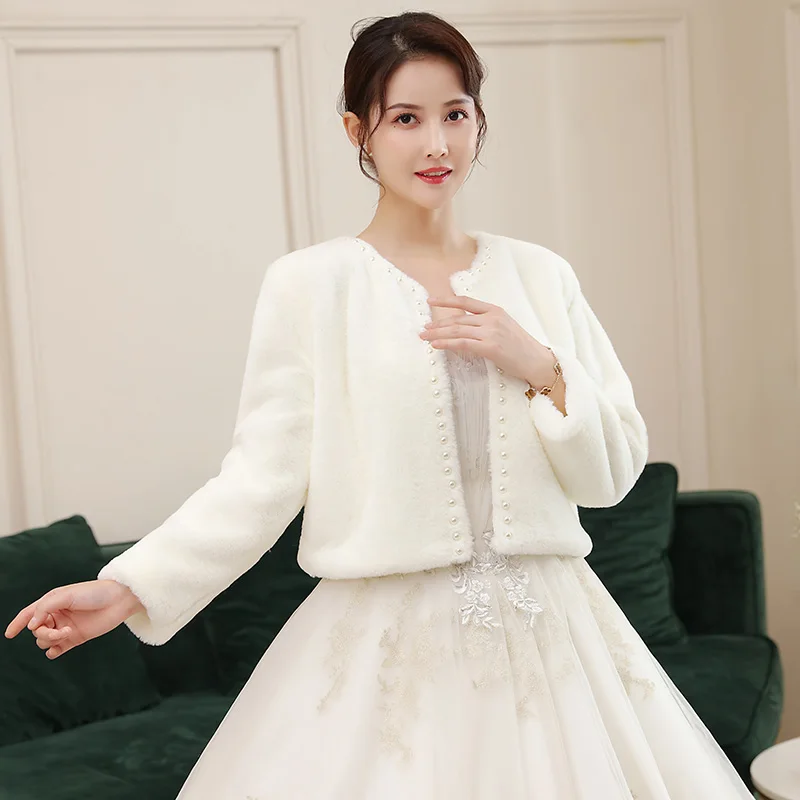 Dames winter warm namaakbont binnen milieuvriendelijk warm bont pluizige jas met lange mouwen Shaggy parka korte jas