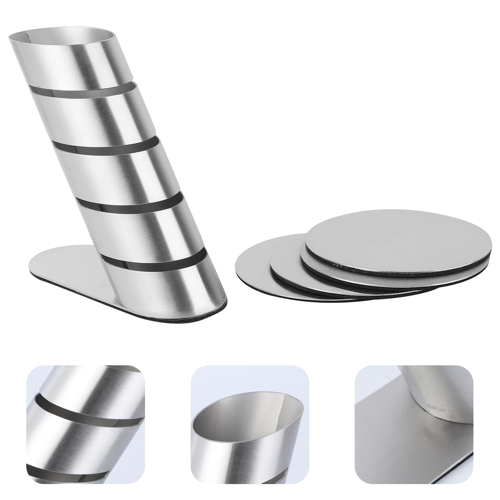 

1 set Stainless Steel Cup Mat Heat Resistant Table Protector Modern Kitchen Supply Household Coaster Set Silver