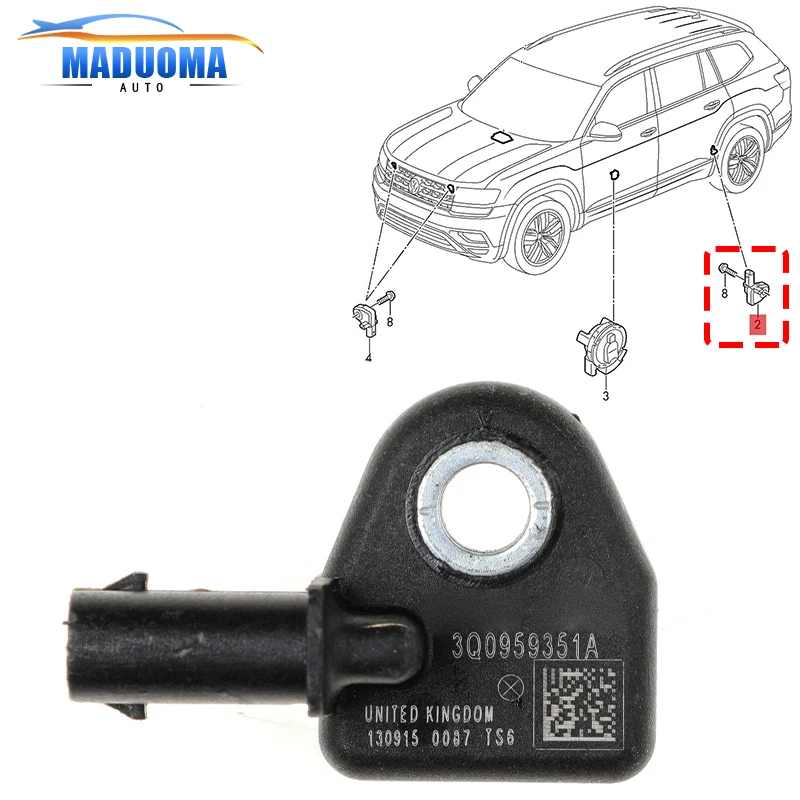 3Q0959351A Accelerator Crash Impact Sensor For VW Arteon Atlas Passat T-Roc For Seat Leon Ateca Skoda Karoq Kodiaq Octavia