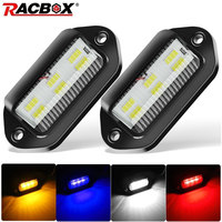 2pcs Car License Plate Lights 12V 24V 6 LED Side Marker White Red Yellow Warning Signal Waterproof for SUV Truck Trailer Bus RV