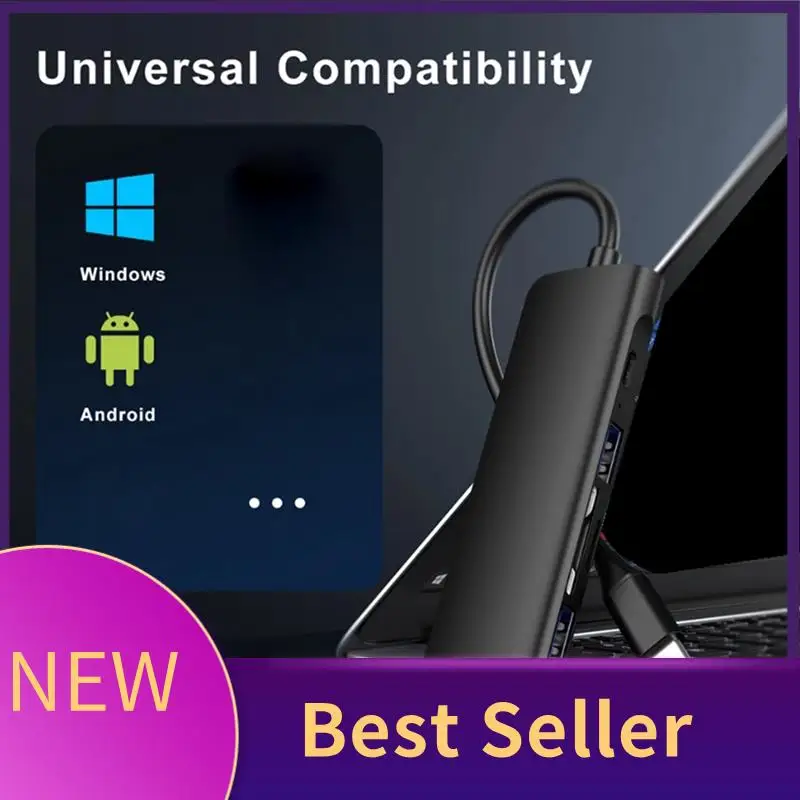 

M07K-1 Piece 6-IN-1 USB 3.0 Type-C Hub Black ABS For Ipad USB-C To 4K -Compatible SD/TF Card Reader Data Hub Splitte