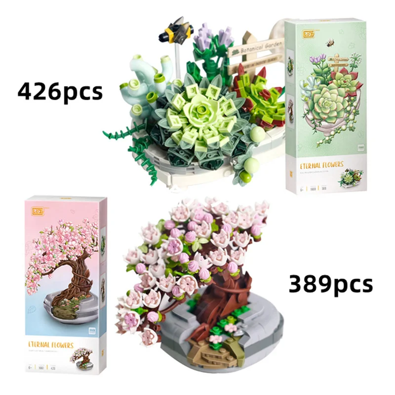 

Pot Creative Flower MINI Plant Eternal Building Block City Sakura Cherry Tree 3D Model Decoration Bricks DIY Kids Toys Gifts