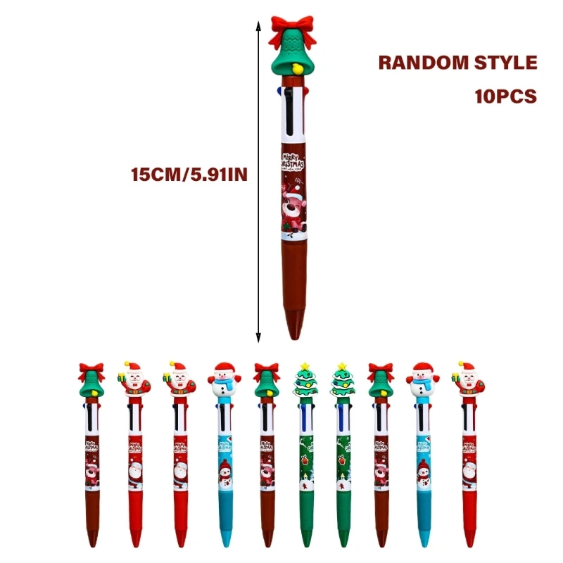 10 قطعة قلم متعدد الألوان قابل للسحب 4-Color-in-1 قلم حبر جاف متعدد الألوان قلم للكتابة الترميز اللوني